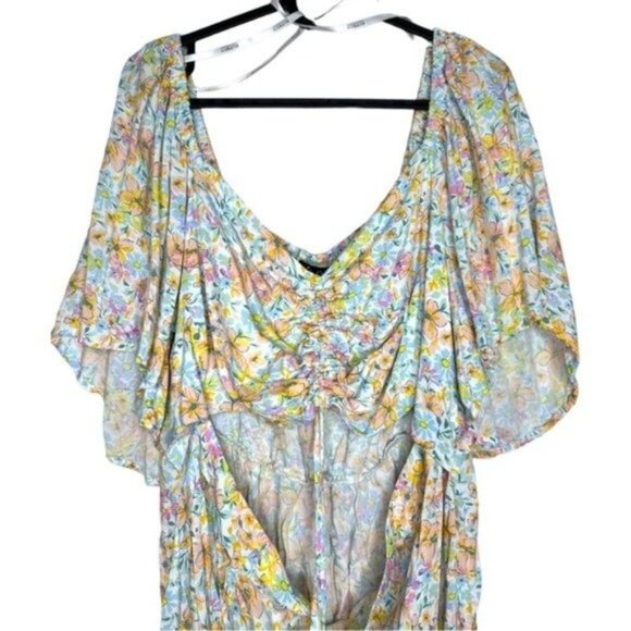 ELOQUII Cinched Front Floral Midi A-Line Dress Size 18W - Picture 4 of 12